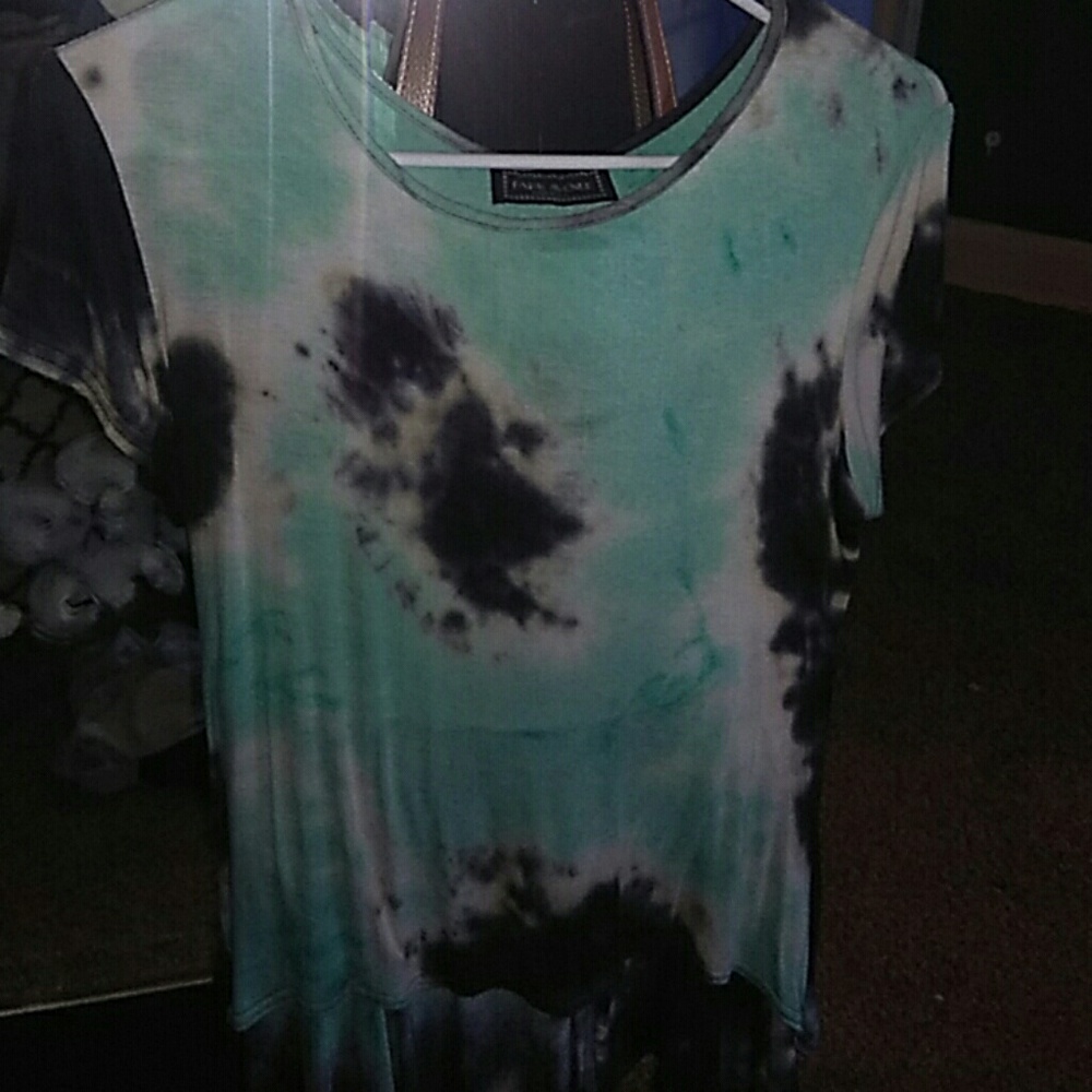 Tie die high low short sleeve